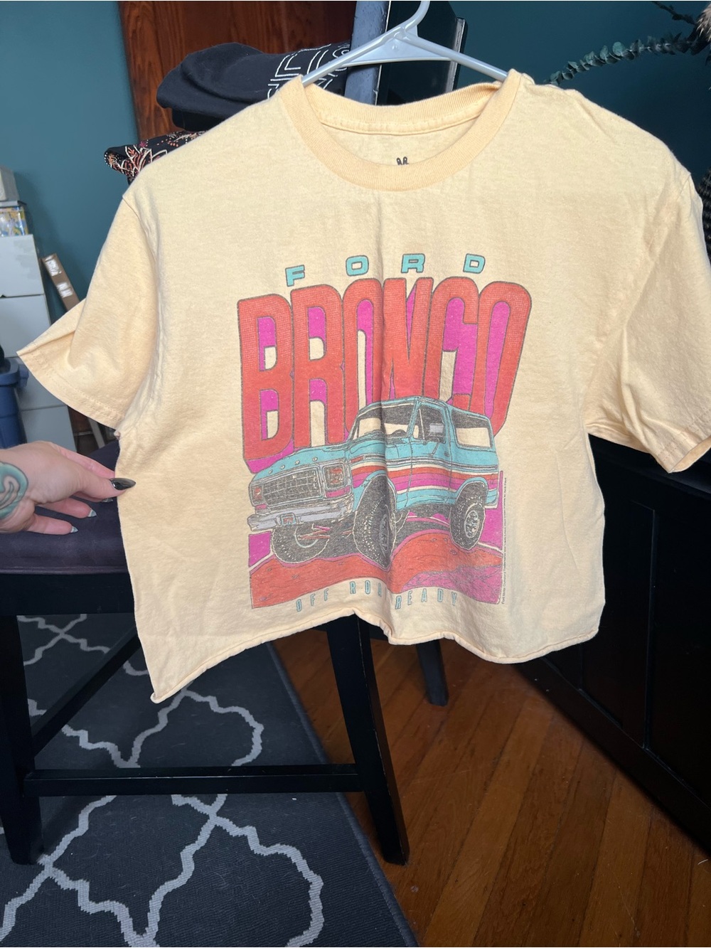 Junk Food Clothing Yellow Bronco Graphic Crop Tee